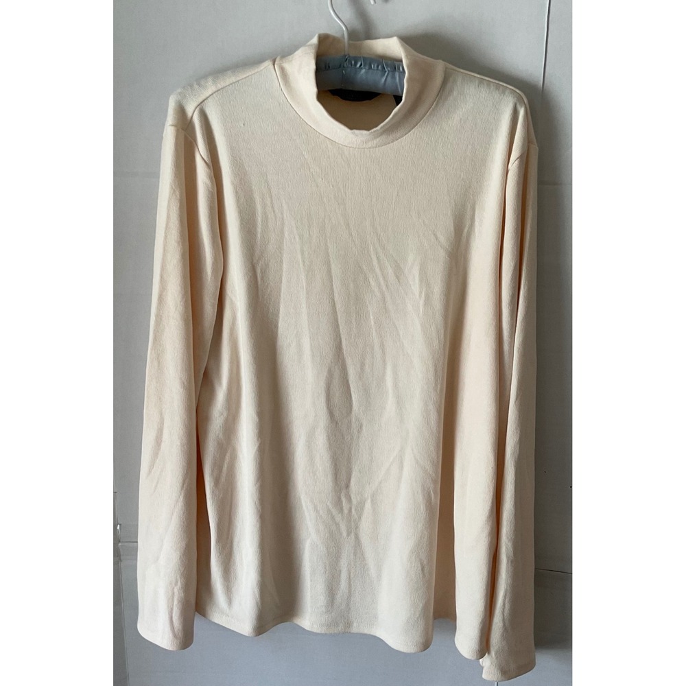 Dennis by Dennis Basso Womens XL Cream Ribbed Mock Neck Long Sleeve Top